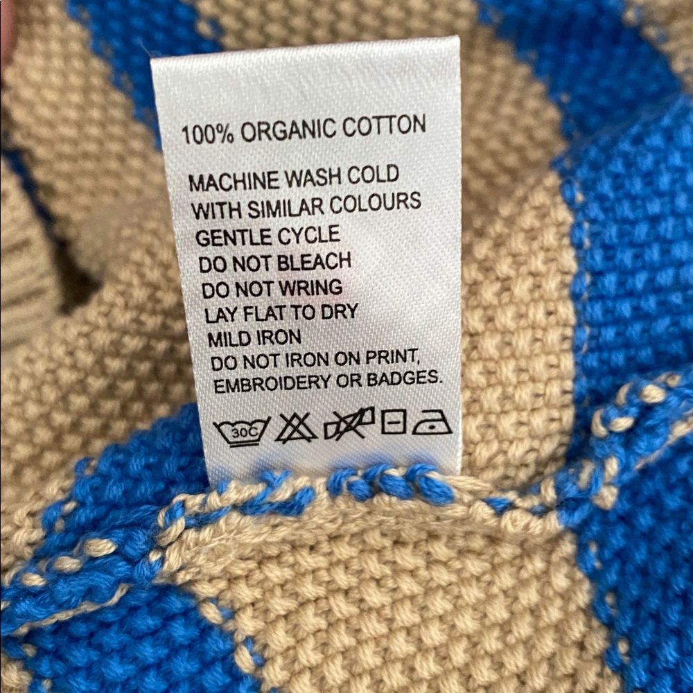 NWT ABLE Haven Seed Stitch Sweater in Brown Sugar/ Blue Stripe XS - Picture 6 of 7